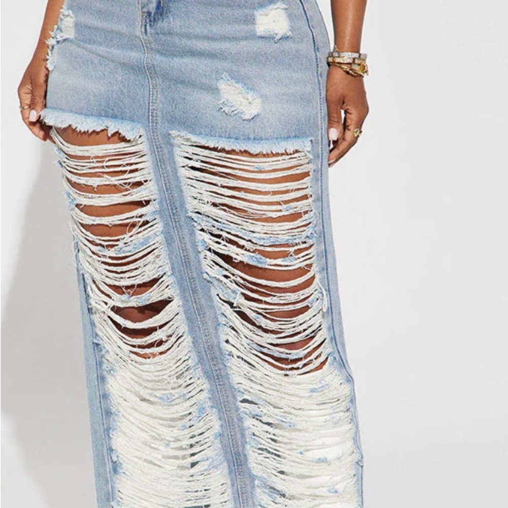 Ripped Denim Skirt - Picture 4 of 6